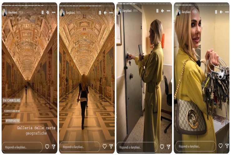 Ilary Blasi e il suo outfit per la visita ai Musei Vaticani